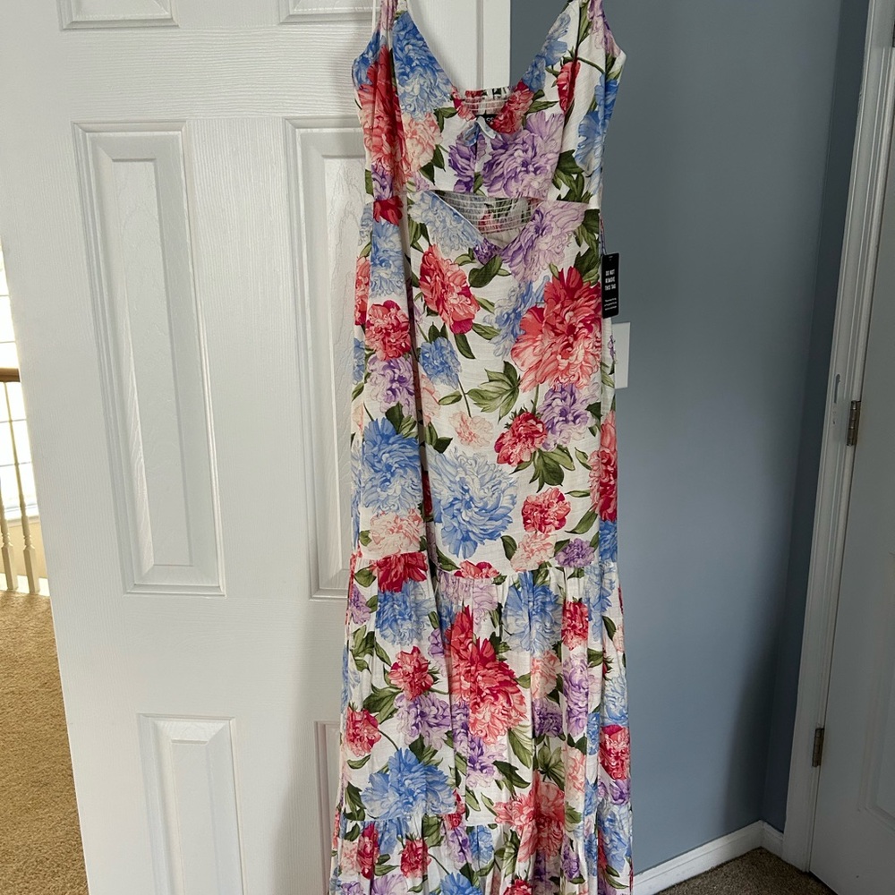Express Red and Blue Spaghetti Strap Sundress